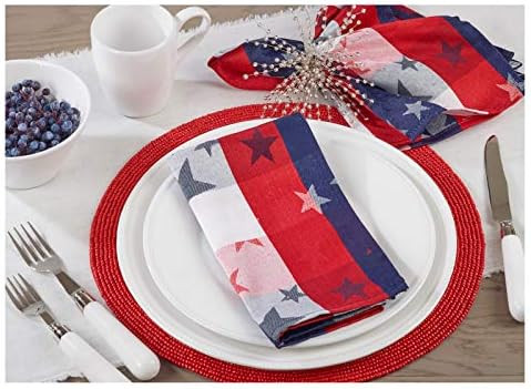 Occasion Gallery Red White and Blue Checkered with Stars Cotton/Polyester Blend Patriotic Cloth N... | Amazon (US)