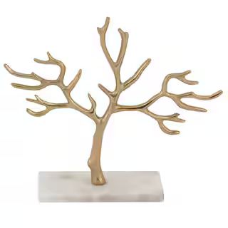 CosmoLiving by Cosmopolitan Gold Marble Tree Jewelry Stand with Rectangular Base 54287 - The Home... | The Home Depot