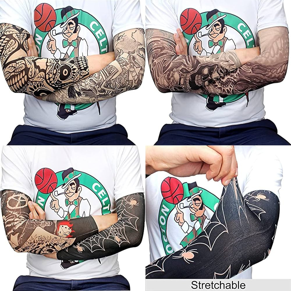 YARIEW Tattoo Sleeves for Men, 6Pcs Arm Sleeves Fake Tattoos Sleeves to Cover Arms Sun Protection... | Amazon (US)