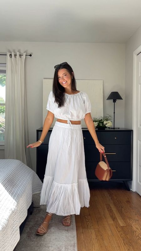 This white matching set would be perfect for a European summer trip! Wearing size XS in the top and bottom, but could’ve done an XXS too as it runs just a little larger than my usual sizing. I’m 5’7”! 

#LTKSeasonal #LTKStyleTip