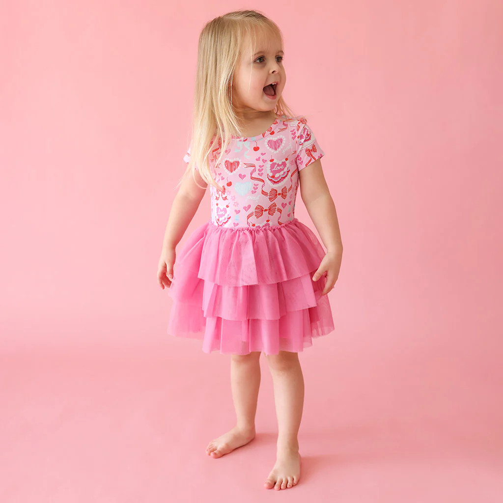 Desserts Pink Girl Toddler Tulle Dress | Love Cake | Posh Peanut