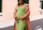 Spring is here! Obsessed with this green one shoulder knit dress 🙌🏾 (maternity style, trench coat, spring chic) 

#LTKbump #LTKsalealert