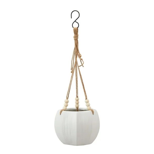 Better Homes & Gardens Pottery 8" Mylia Ceramic Hanging Planter, White - Walmart.com | Walmart (US)