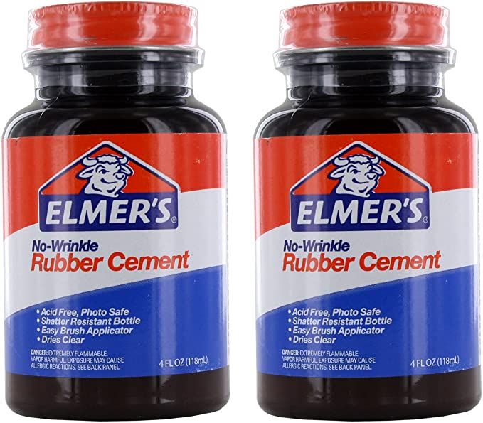 Elmer's No-Wrinkle Rubber Cement, Acid-Free, 4 Oz Bottle, Pack of 2 | Amazon (US)