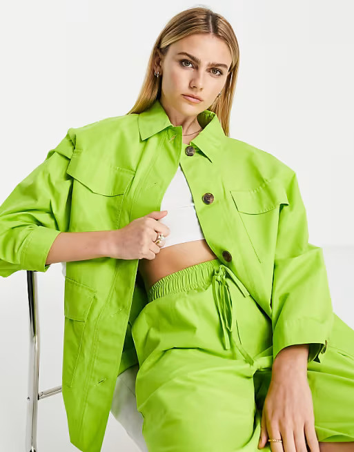 Topshop shacket in neon green | ASOS | ASOS (Global)