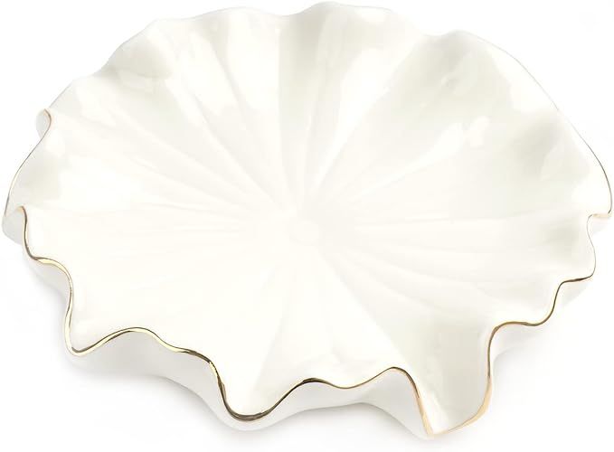 Ceramic Self Draining Soap Dish White Lotus Leaf Soap Holder Waterfall Soap Dish Soap Savers for ... | Amazon (US)