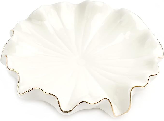 Ceramic Self Draining Soap Dish White Lotus Leaf Soap Holder Waterfall Soap Dish Soap Savers for ... | Amazon (US)