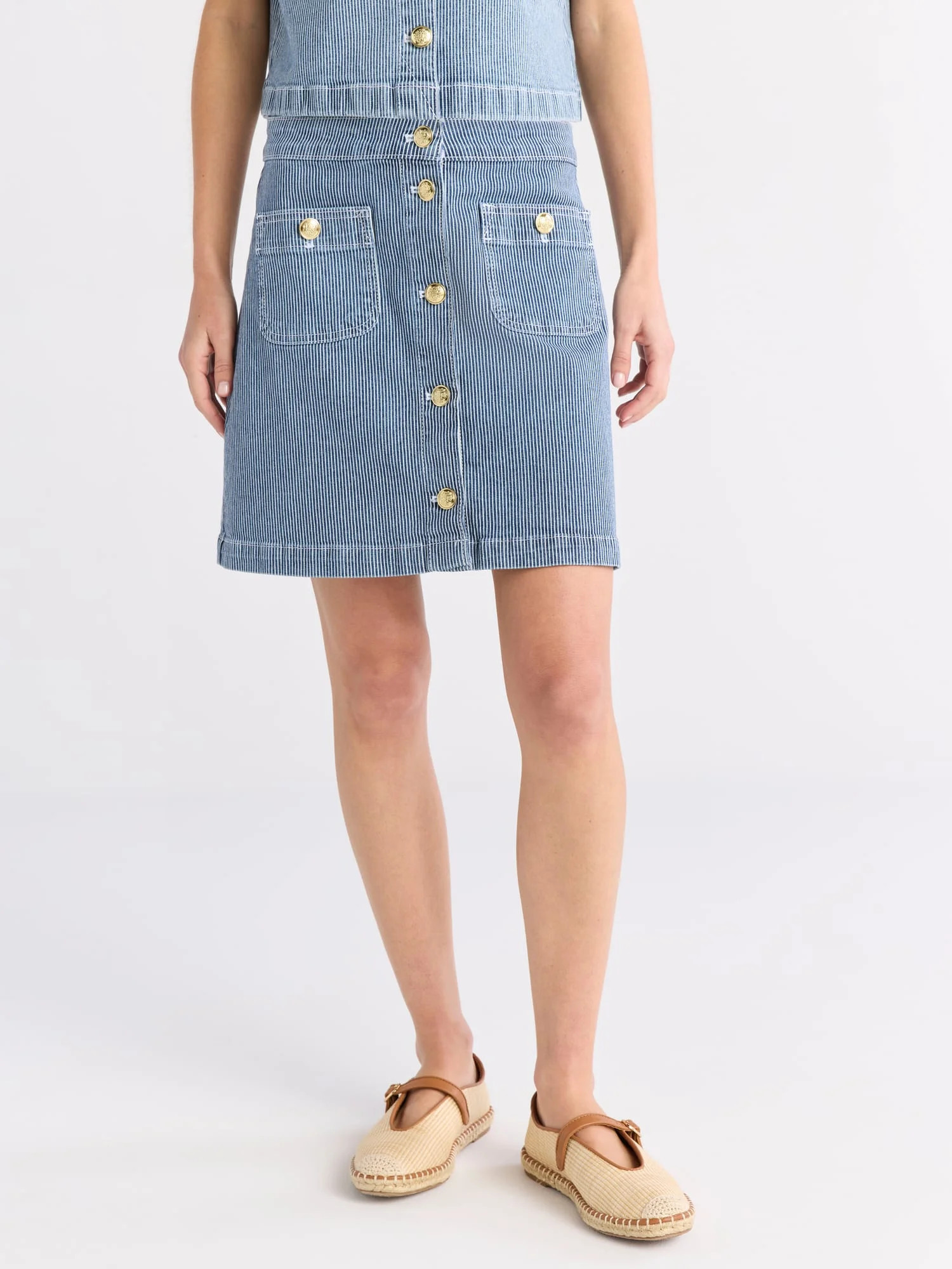 Free Assembly Women's Striped Denim Mini Skirt, Sizes 4-16 | Walmart (US)