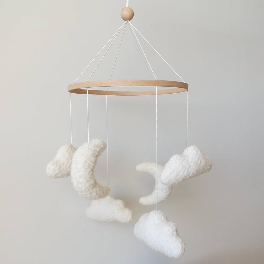 Cloud Crib Mobile Cloud Baby Mobile for Crib Neutral Boho Moon and Clouds Mobile Neutral Nursery ... | Amazon (US)