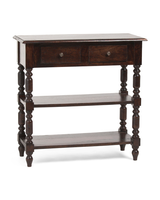 32x32x14 Solid Wood Turned Legs 2 Drawer Console Table | TJ Maxx