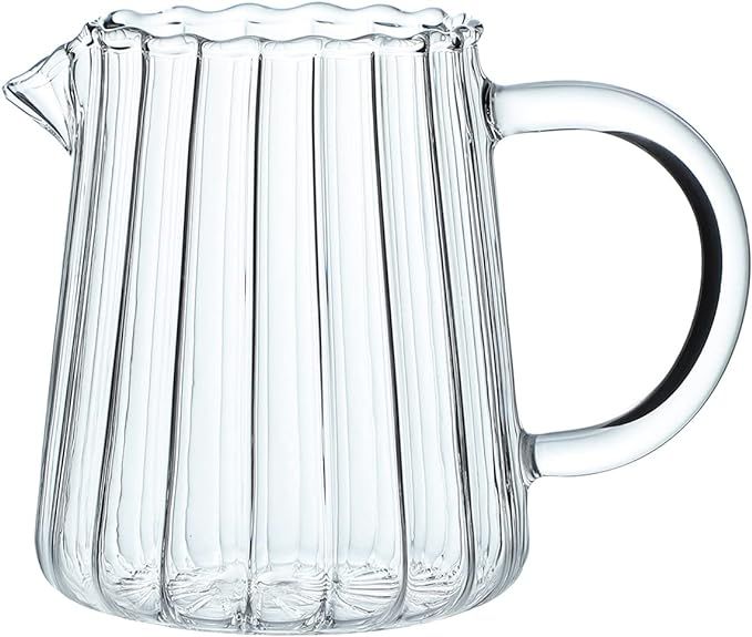 Creative Embossed Stripe Clear Crystal Glass Creamer Pitcher/Serving Pitcher/Sauce Pitcher/Milk C... | Amazon (US)
