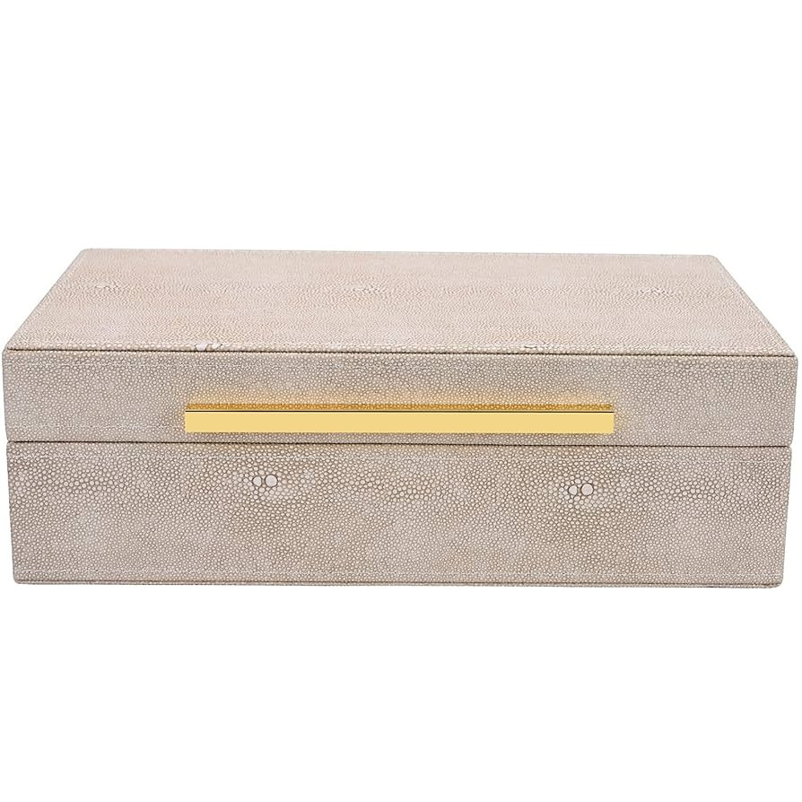 Ivory Shagreen box Faux Leather Decorative Boxes,Keepsake And Memory Storage Decorative Boxes wit... | Amazon (US)