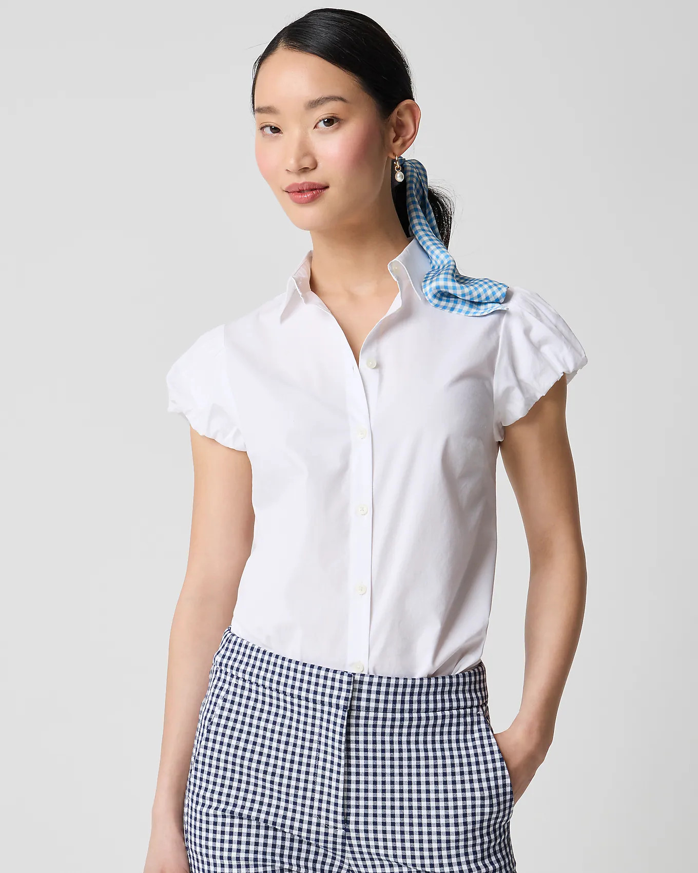 Puff-sleeve button-up top | J.Crew Factory
