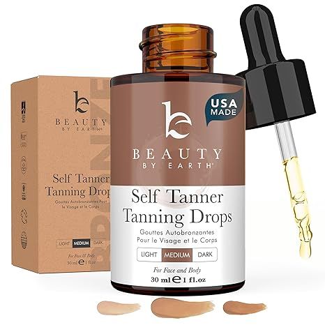 Self Tanning Drops - USA Made with Natural & Organic Ingredients, Medium Face Tanning Drops to Ad... | Amazon (US)