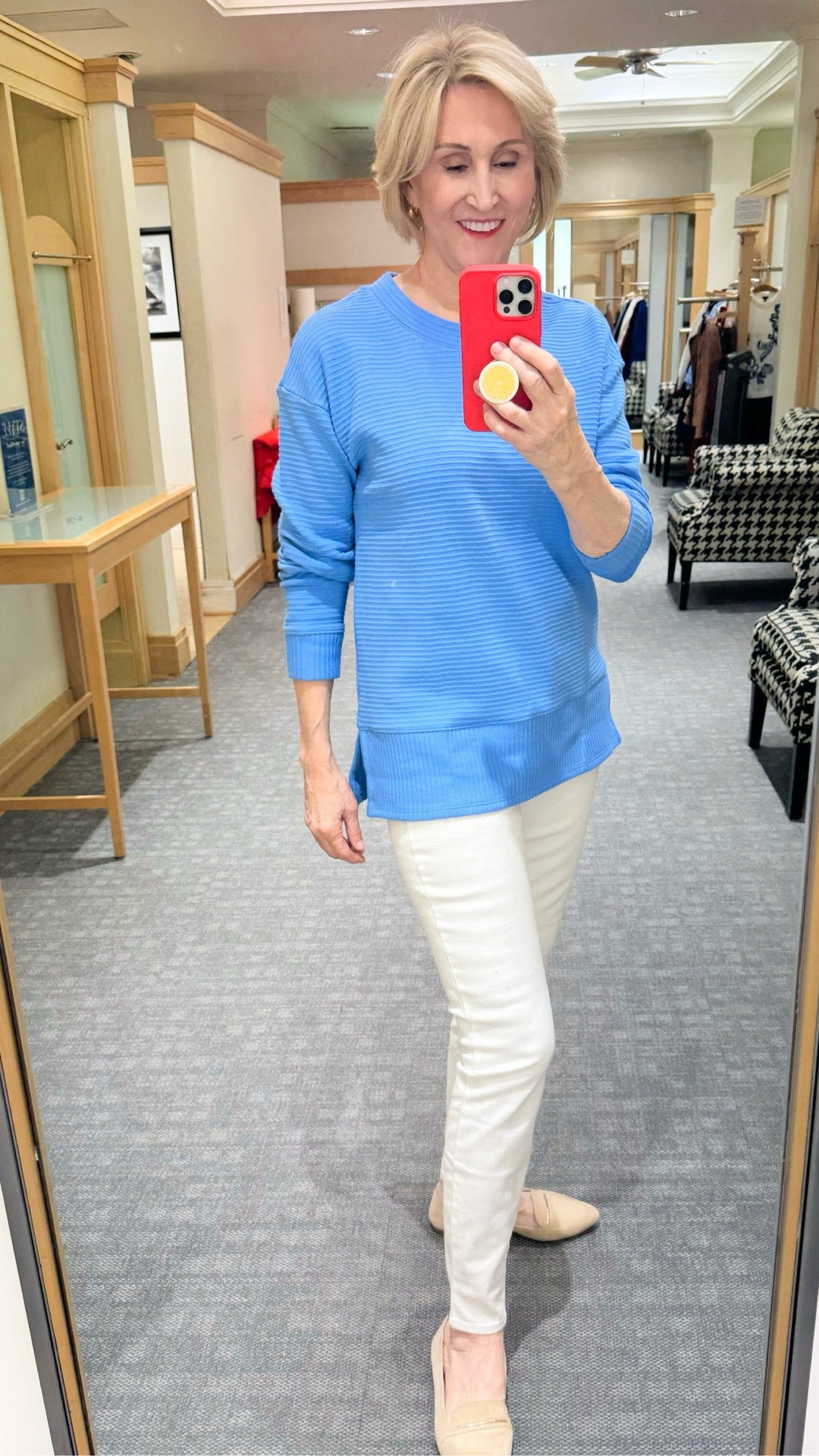 Sometimes the simplest outfits end up being the ones I reach for the most.

This blue tunic from Talbots paired with white jeggings is one of those easy combinations that always feels fresh and pulled together. I love the longer length of the tunic with the slim fit of the jeggings—it’s comfortable but still polished.

I finished the look with ballet flats for that effortless everyday style that works for errands, lunch out, or a casual day when you still want to feel a little put together.

#LTKSeasonal #LTKootd #LTKOver40