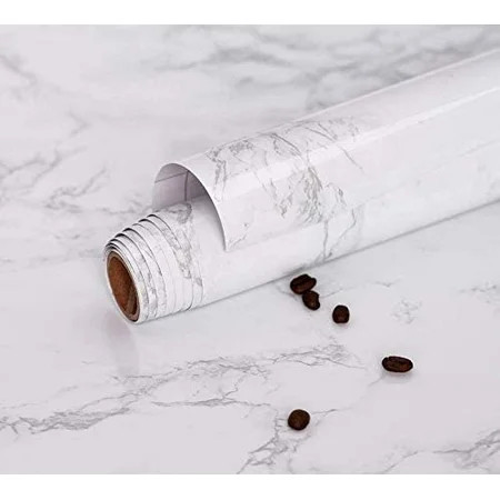 Marble Wallpaper Granite Gray/White Self Adhesive Removable Gloss Marble Contact Paper Peel and Stic | Walmart (US)