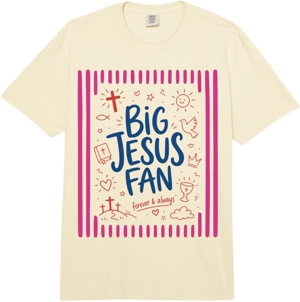 Big Jesus Fan Cute Christian Faith Jesus Lover Comfort Colors Adult Heavyweight T-Shirt | Amazon (US)