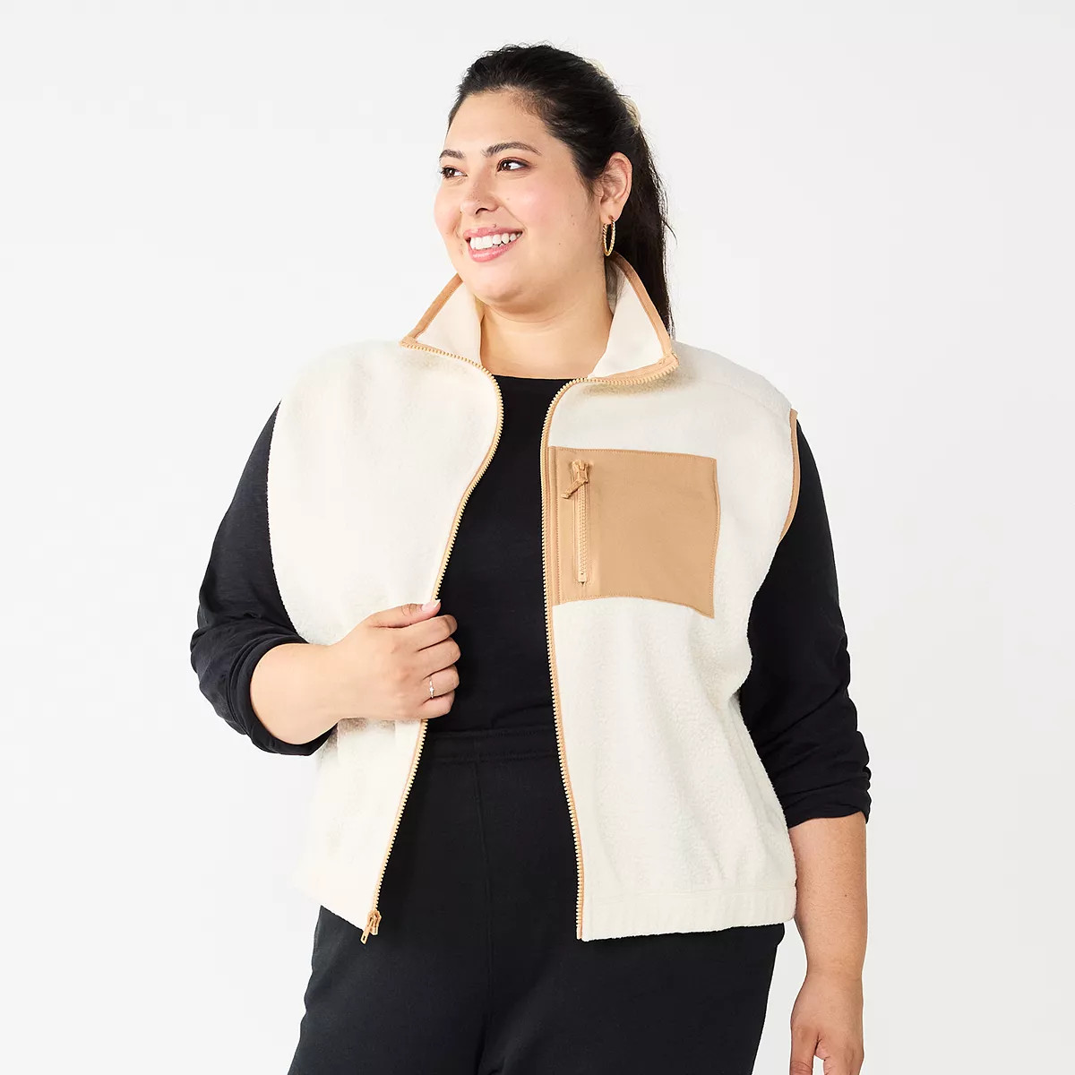 Juniors' Plus Size SO® Cozy Sherpa Zip-Up Vest | Kohl's