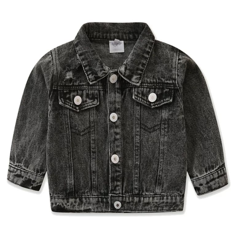 Toddler Denim Jacket for Boys Girls Button-Down Jeans Jackets Coat Retro Outerwear 1-6T | Walmart (US)