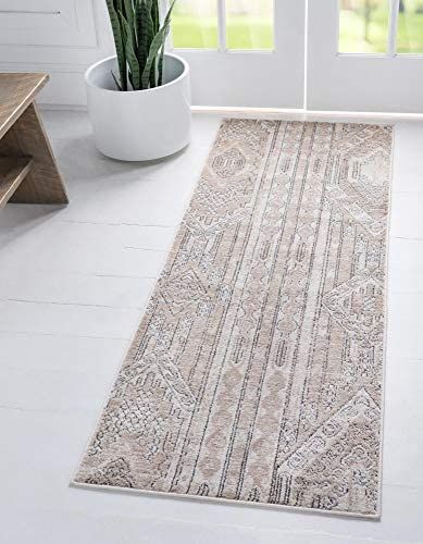 Rugs.com Oregon Collection Rug – 6 Ft Runner Ivory Low-Pile Rug Perfect for Hallways, Entryways | Amazon (US)