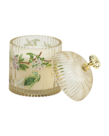 12.7oz Floral Ribbed Jar With Dome Lid | TJ Maxx