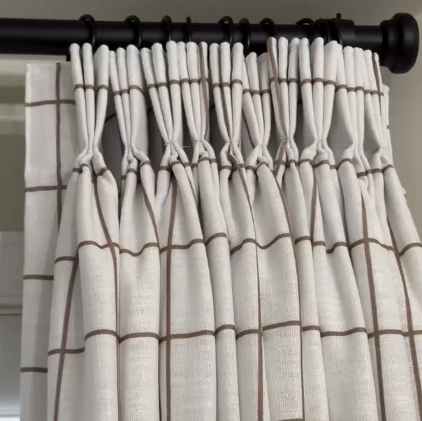 Vivienne Plaid Stripes Linen Curtains & Drapes Pleated | NeutralCurtains