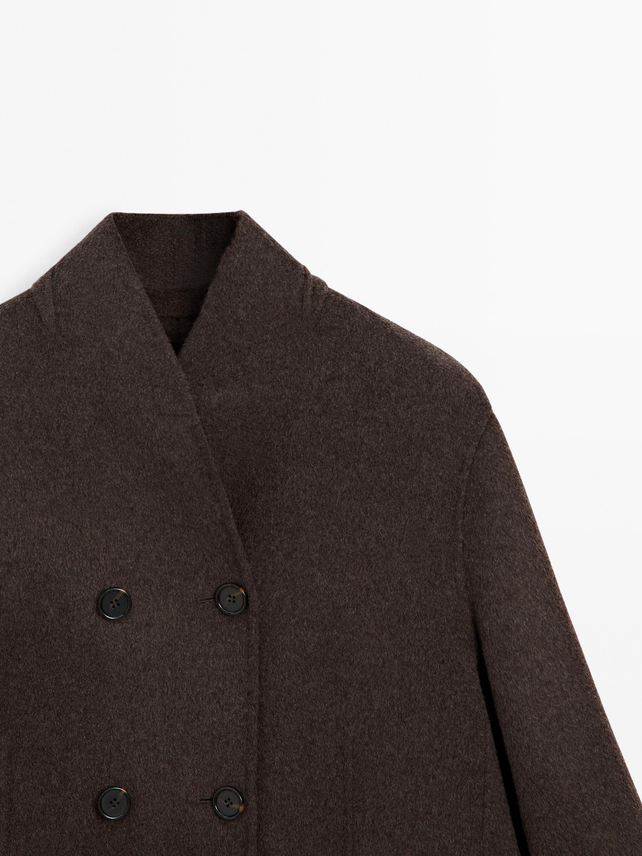 Wool blend coat with tuxedo collar | Massimo Dutti UK