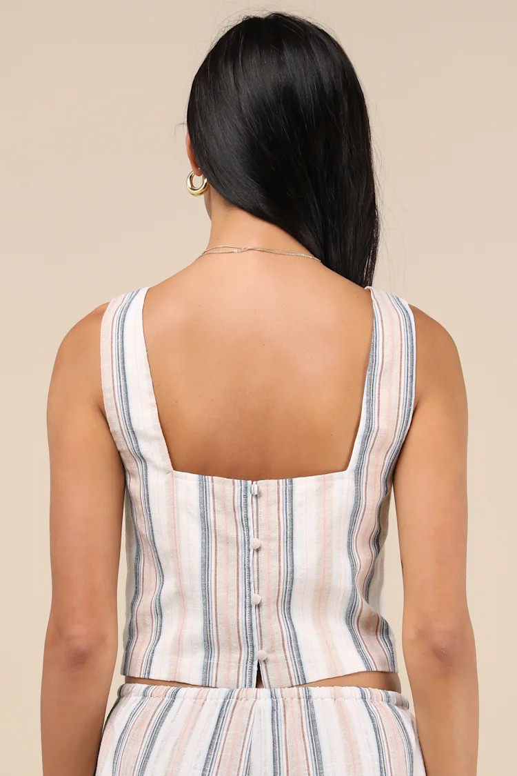 Raylon White Multi Striped Tank Top | Lulus