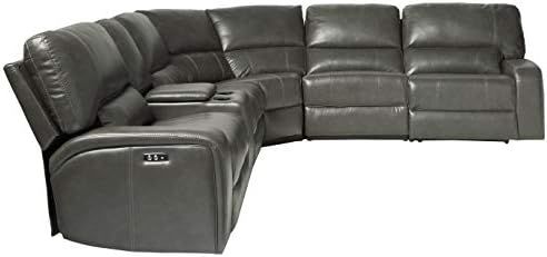 ACME FURNITURE Saul Sectional Sofa (Power Motion/USB Dock) - - Gray Leather-Aire | Amazon (US)