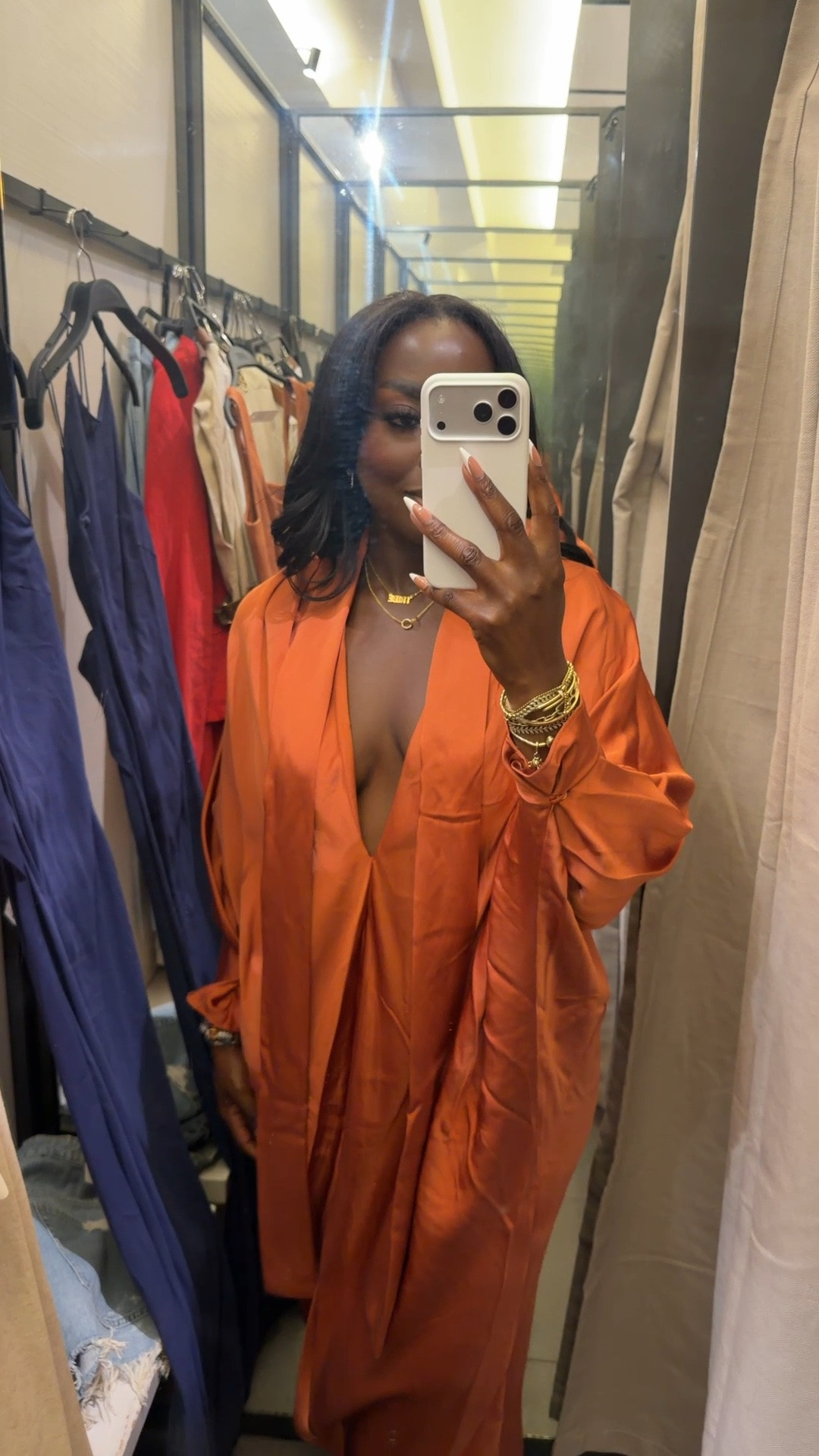 I am so in love with this bronze colored dress from ZARA! Turns out the V part is supposed to be in the back, but I prefer it in the front. Wearing a medium. #ZARA #ZARAWomen #Fashion #OutfitIdea