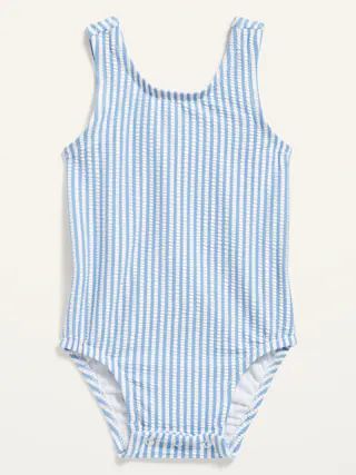 Seersucker-Stripe Ruffle-Trim Swimsuit for Baby | Old Navy (US)
