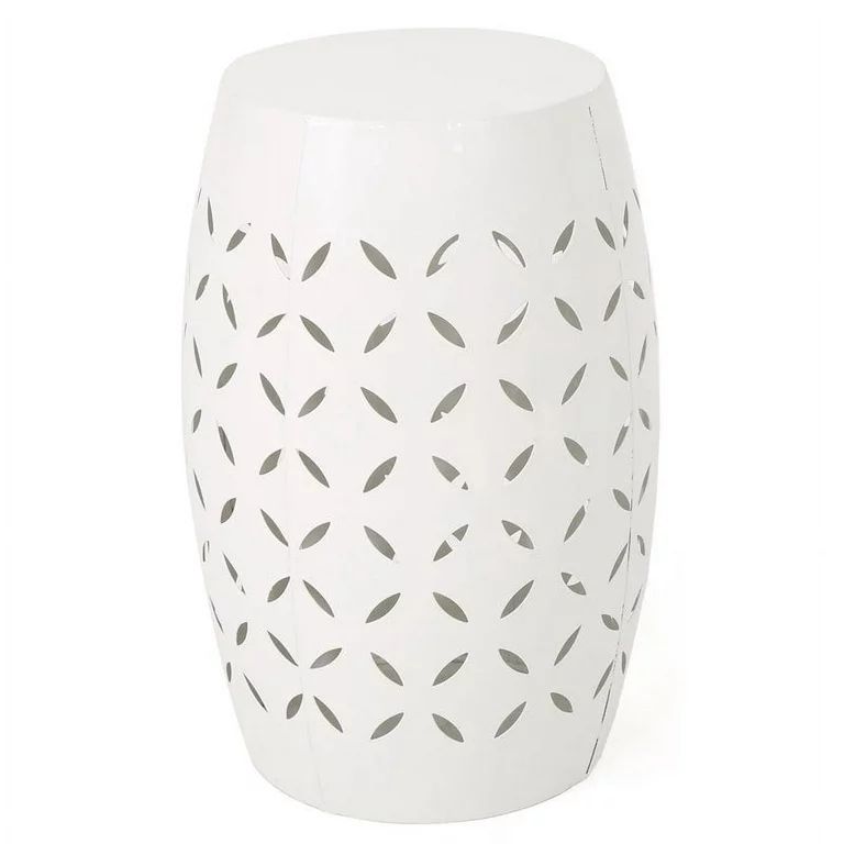 Noble House Lilac 12" Modern Iron Outdoor Side Table in White Finish | Walmart (US)