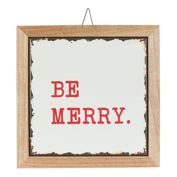 Holiday Time Be Merry Hanging Sign Christmas Decoration, 12" x 12" | Walmart (US)