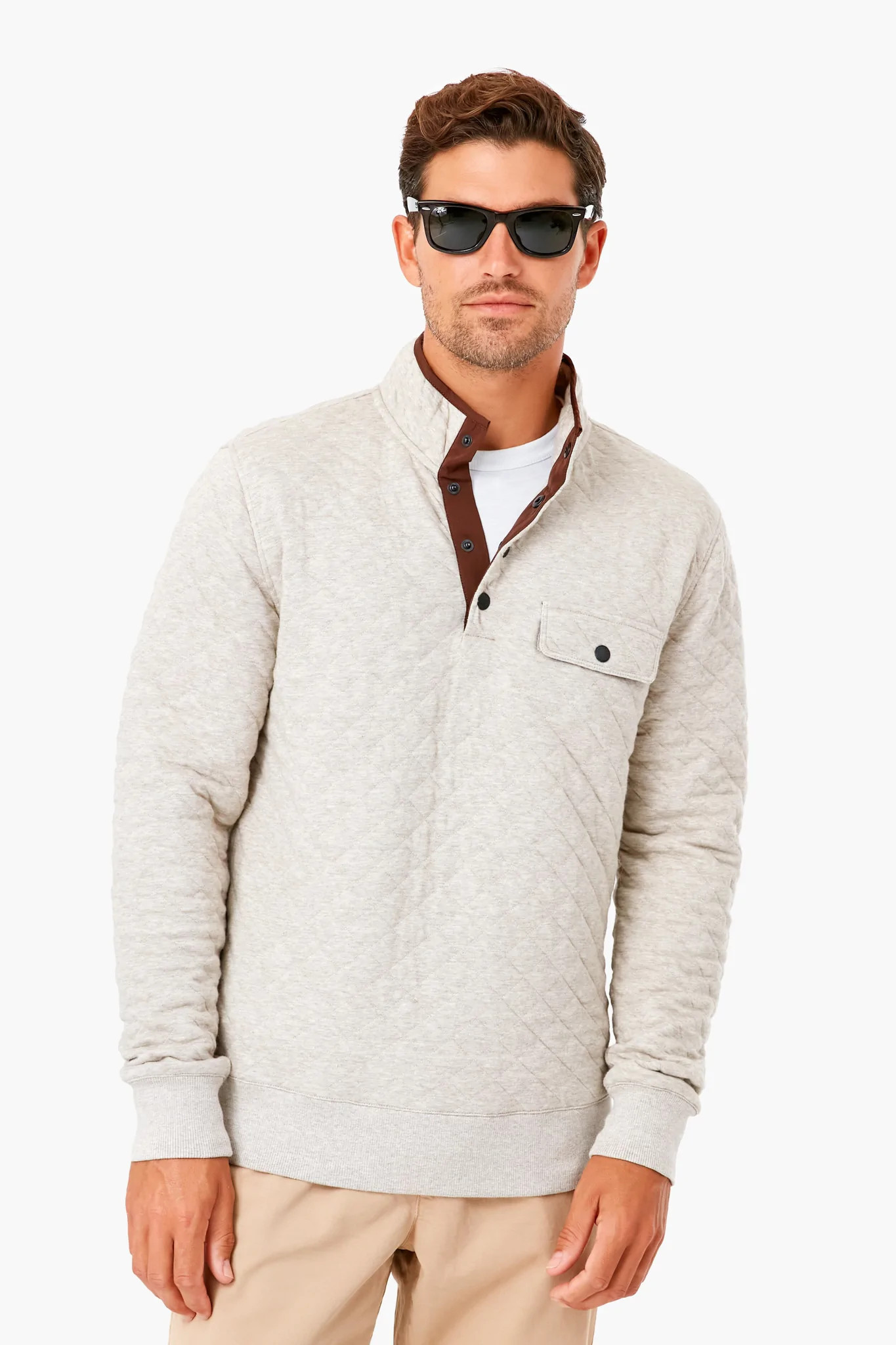 Oatmeal Melange Epic Quilted Fleece Pullover | Tuckernuck (US)