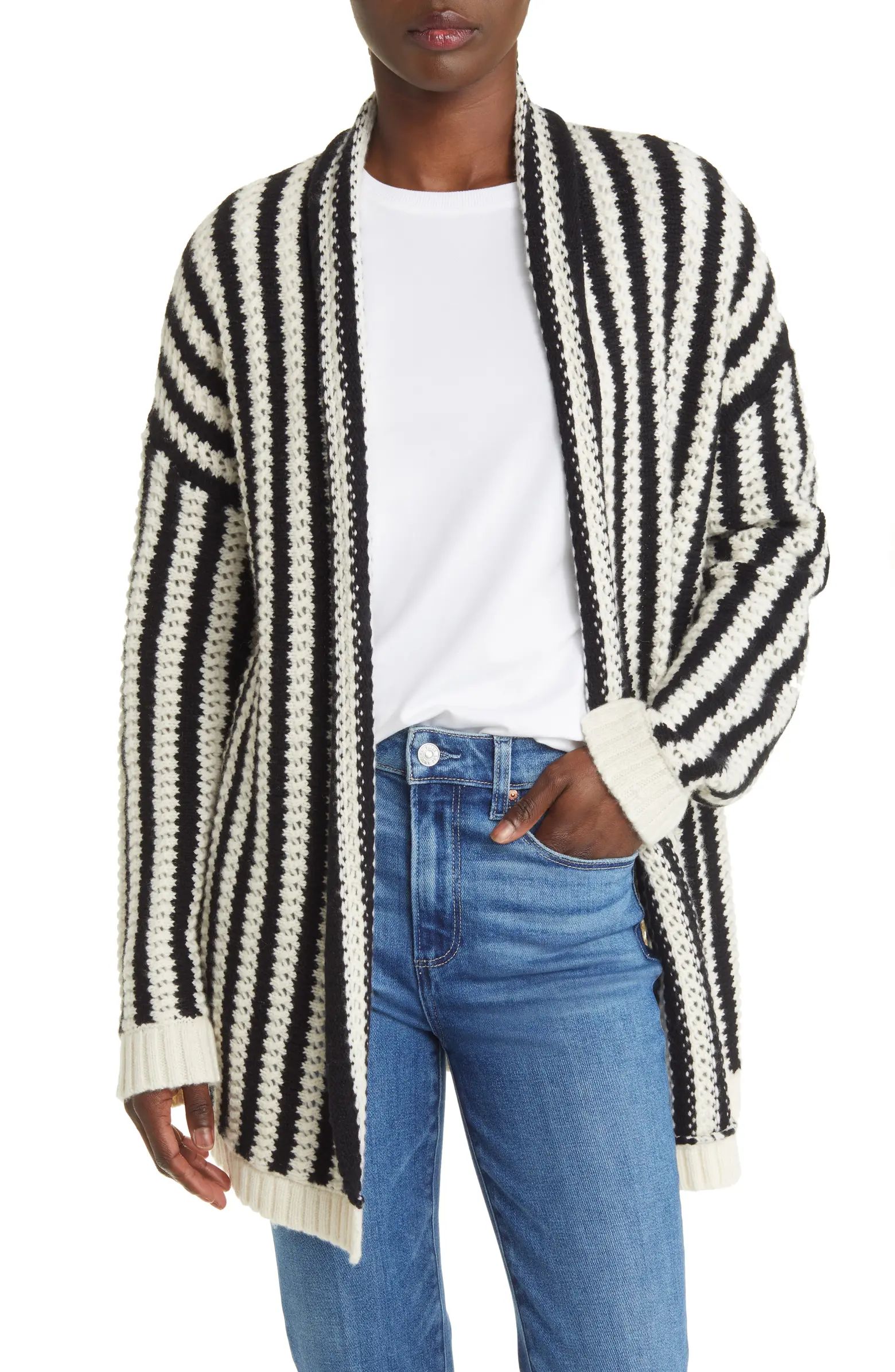 Chainette Stripe Wool & Cashmere Cardigan | Nordstrom