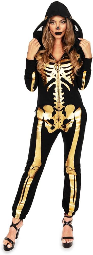 Tipsy Elves Halloween Skeleton Costume for Women - Comfy Easy Adult Onesie Jumpsuit - Front and Back | Amazon (US)