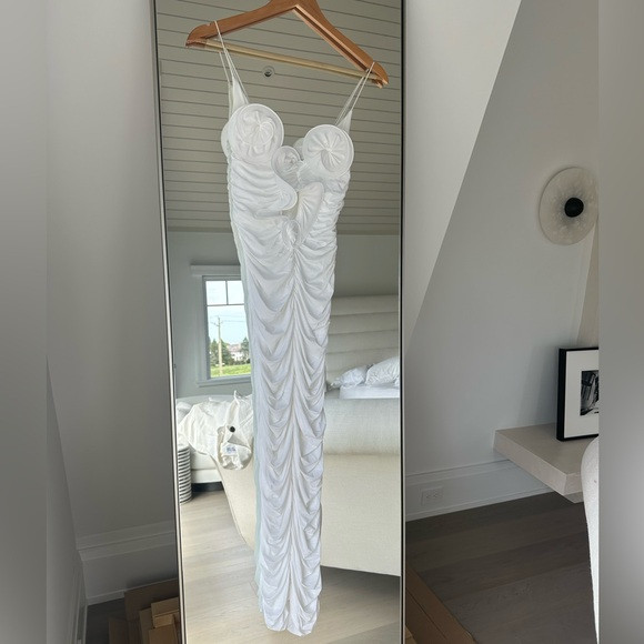 Magda Butrym White Ruched Midi Dress FR38 | Poshmark