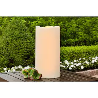Hampton Bay 6 in. x 12 in. Battery Operated Outdoor Patio Resin LED Candle 42884HDPR - The Home D... | The Home Depot