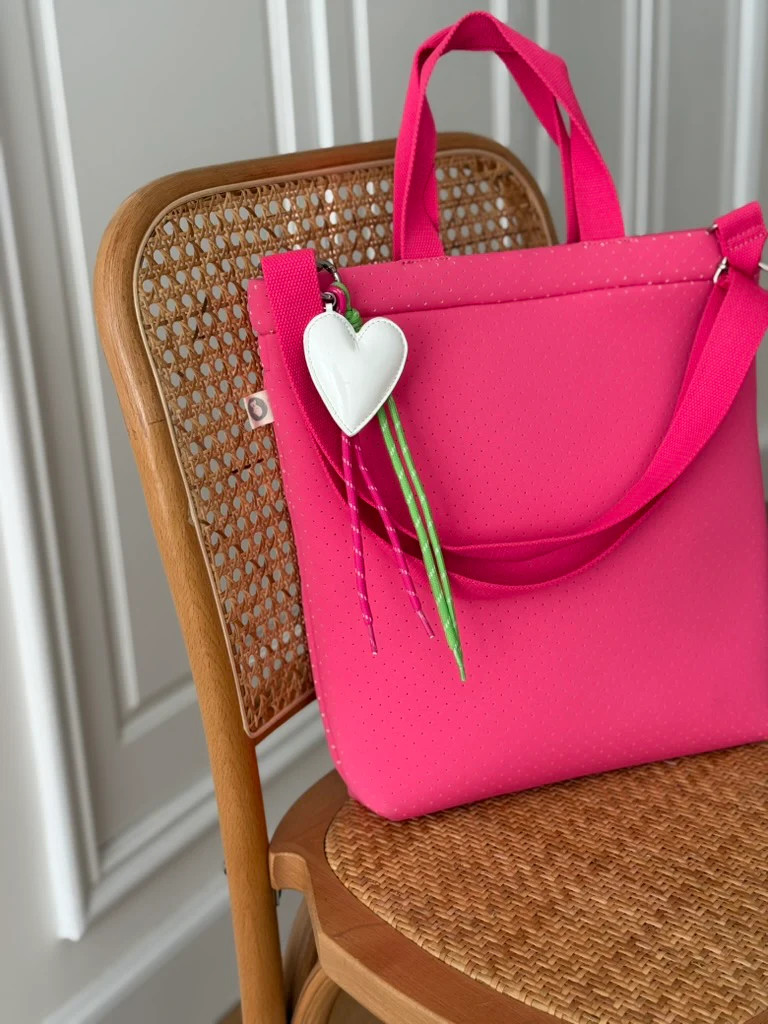 Trending Paracord Bag Charms - Heart with Pink and Light Green NEW! | Quilted Koala