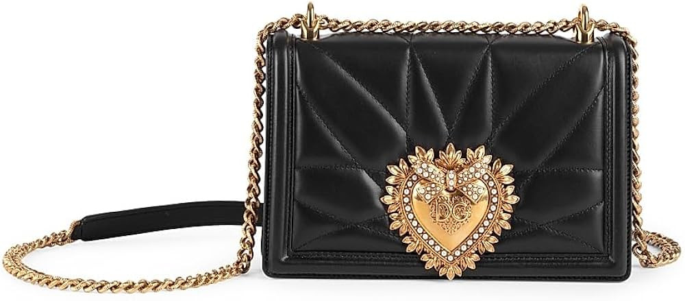 Amazon.com: Dolce&Gabbana, Medium Devotion Quilted Leather Shoulder Bag, Black : Amazon Luxury | Amazon (US)