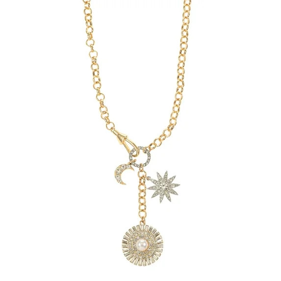 Time and Tru Goldtone and Crystal Sun, Moon and Stars Necklace, 1 Piece | Walmart (US)
