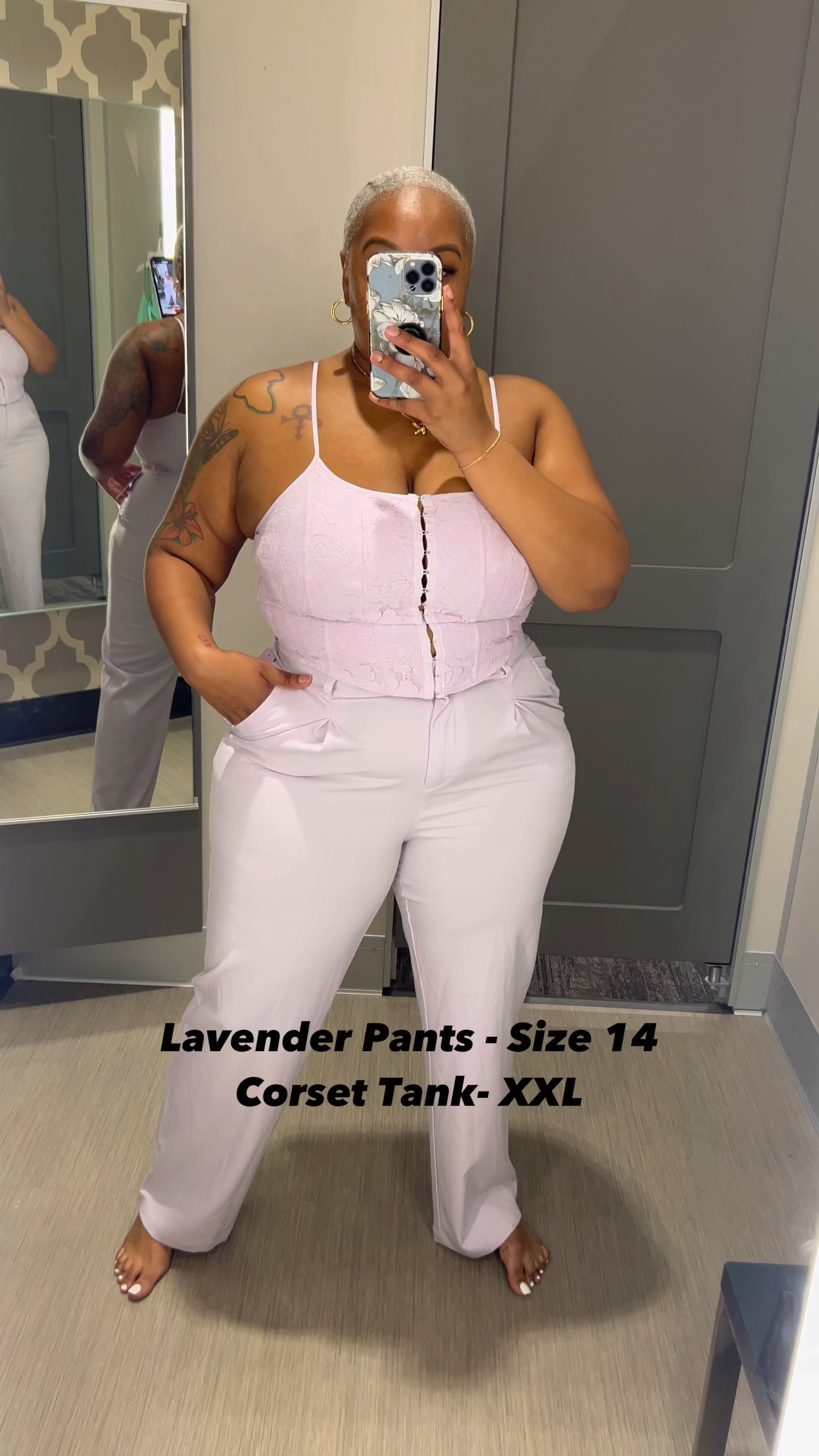I tried on these Lavender pieces at Target. The full suit came out really cute. I tried The blazer in an XL , corset top in an XXL and the pants in a size 14 . Each item was very lose and the material was very forgiving with the stretch. I could have sized down . Target has some pretty good spring items rolling in I couldn’t decide what spring outfit was my outfit 

#LTKplussize #LTKstyletip #LTKVideo
