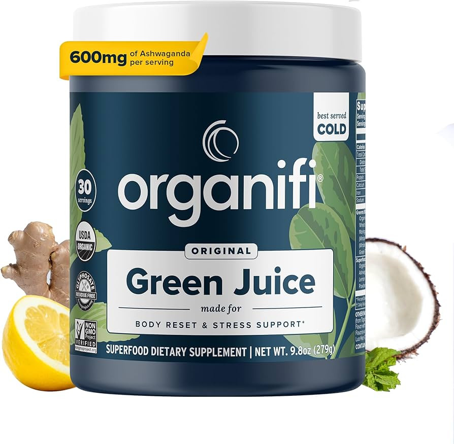 Organifi Green Juice - Powder Supplement with Organic Spirulina, Ashwagandha, and Chlorella - Hel... | Amazon (US)