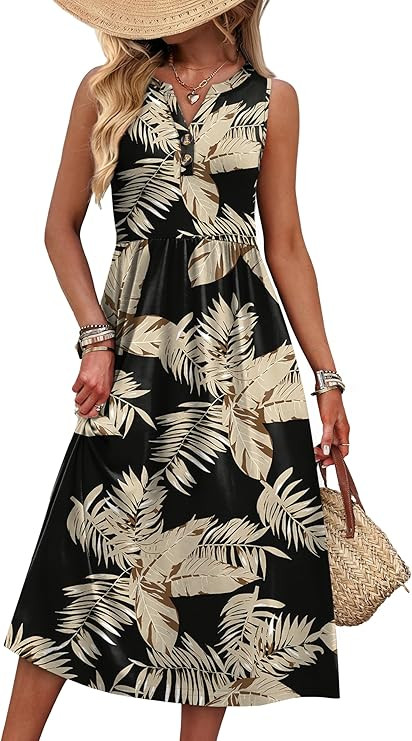 Women's Summer Dresses Maxi Dress Vacation Beach Sundresses 2026 with Pockets | Amazon (US)