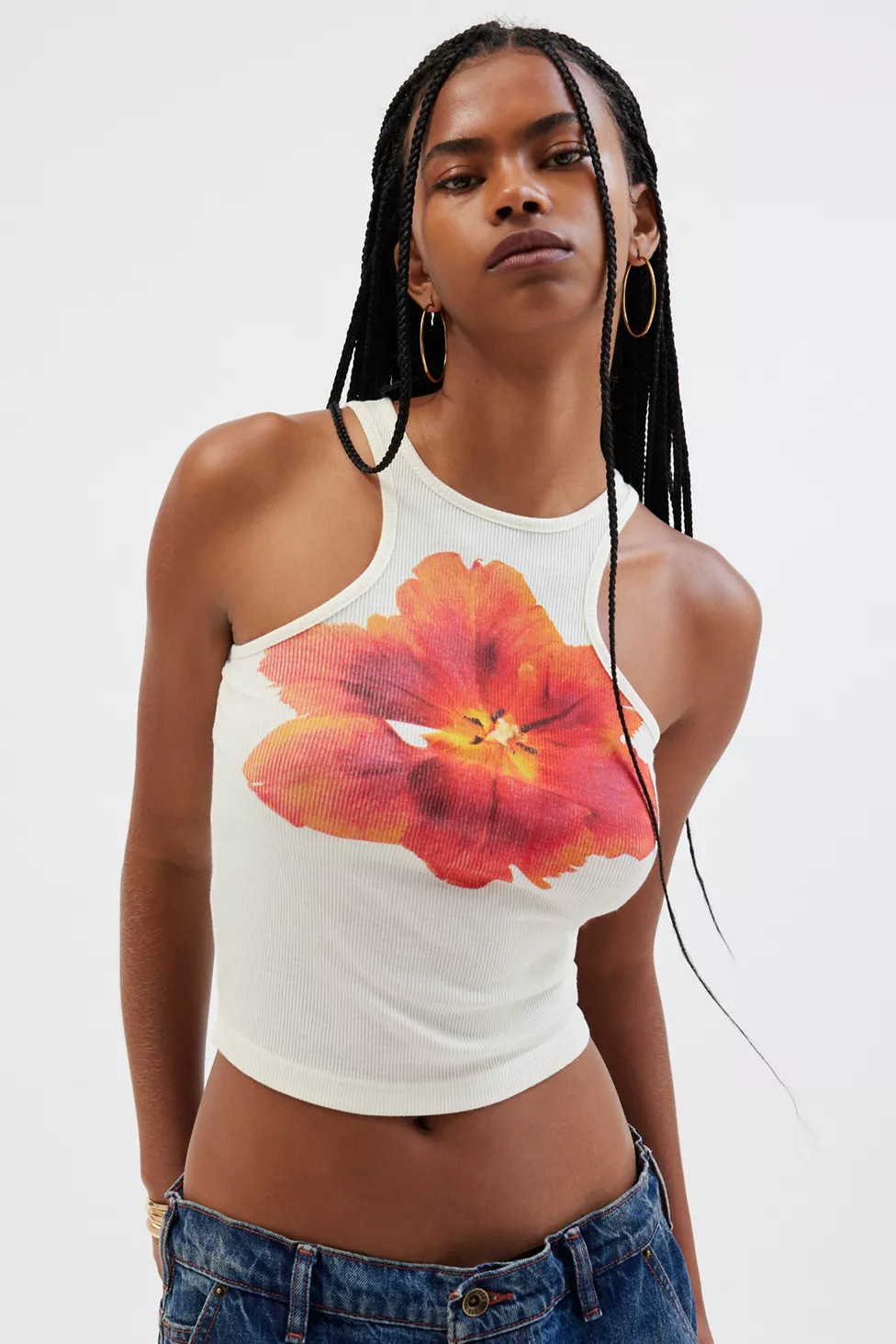 Cut Away Pansy Graphic Tank Top | Urban Outfitters (US and RoW)