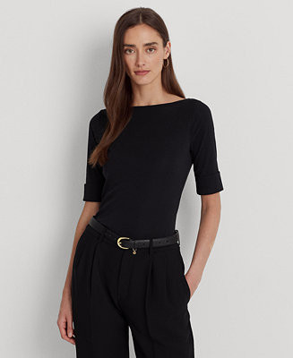 Lauren Ralph Lauren Stretch Boatneck Top, PXS-3X - Macy's | Macy's
