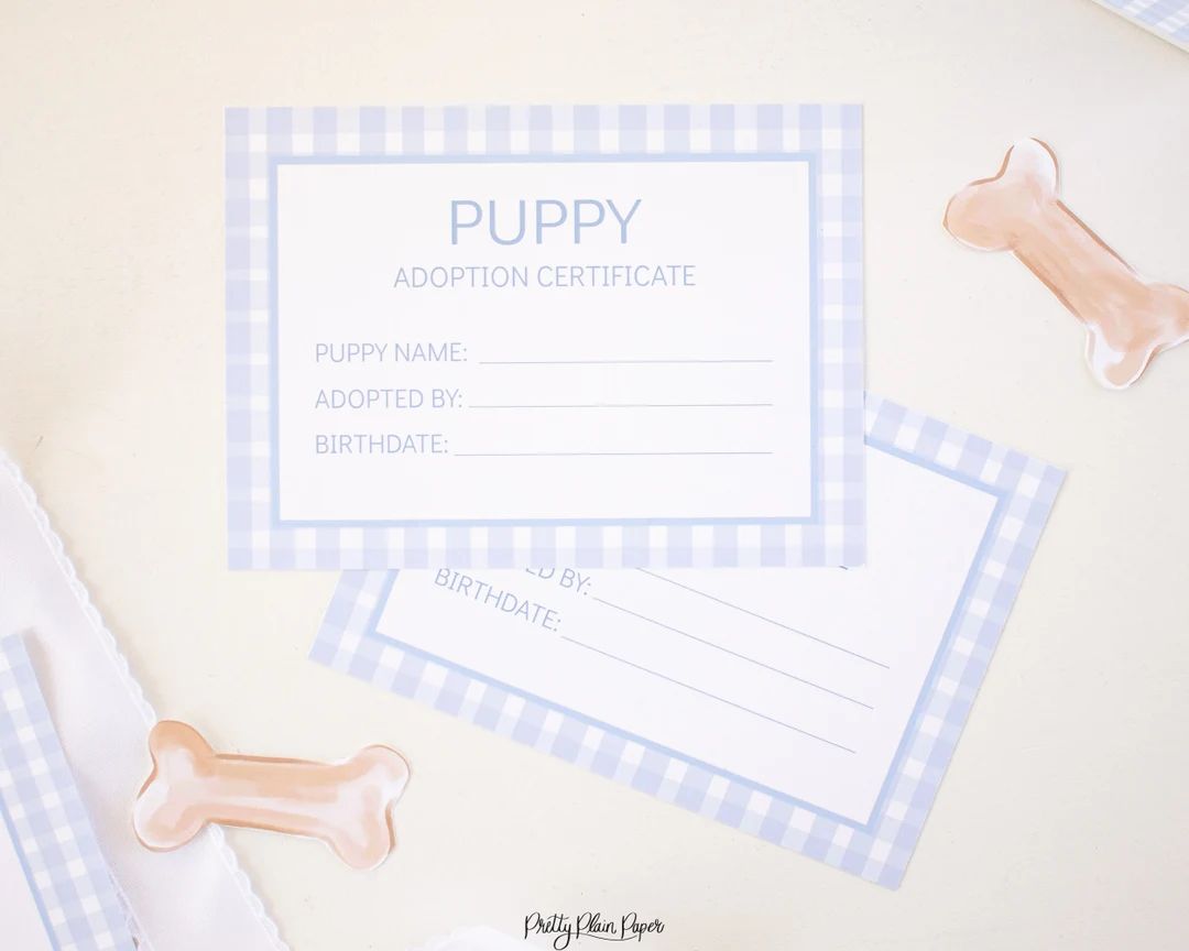 Adopt a Puppy Certificate | Printable Download | 1027 | Adopt a Puppy Printable Certificates | Bl... | Etsy (US)