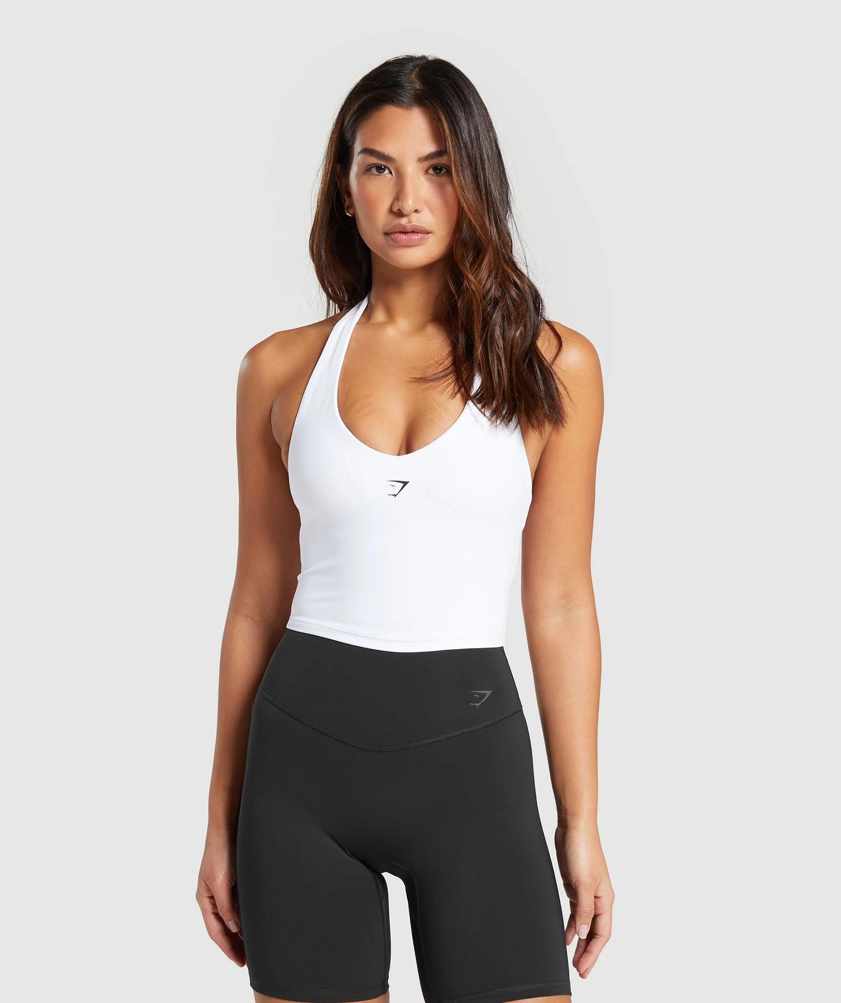 Gymshark Halter Neck Cami with Shelf - White | Gymshark UK