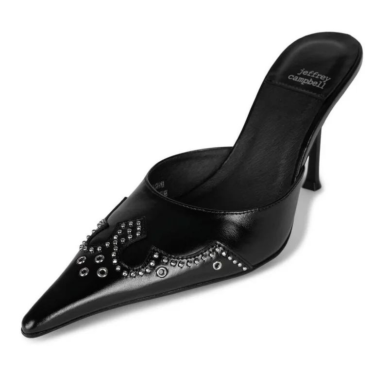 Jeffrey Campbell Bite-Me Black Slip On Stiletto Heel Pointed Toe Mule Pumps (Black, 7.5) | Walmart (US)