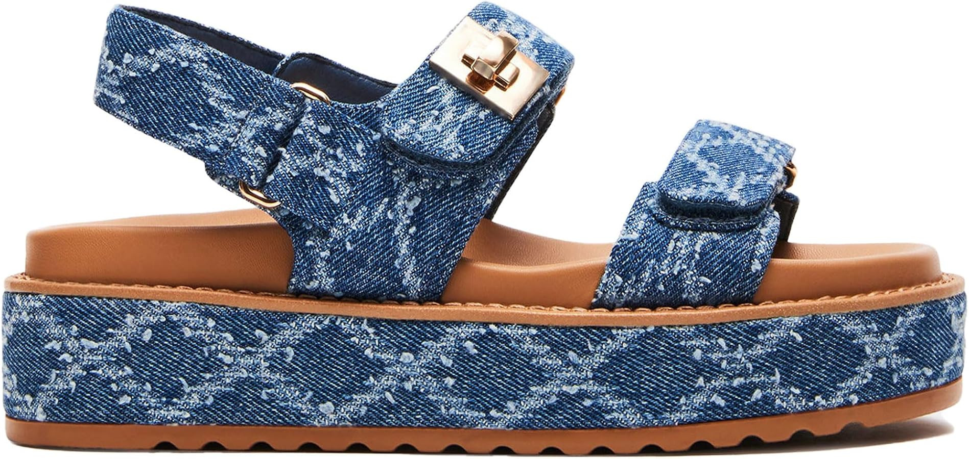 Raffia Platform Sandals for Women Adjustable Metal Buckle Flatform Slippers Slingback Open Toe Sl... | Amazon (US)